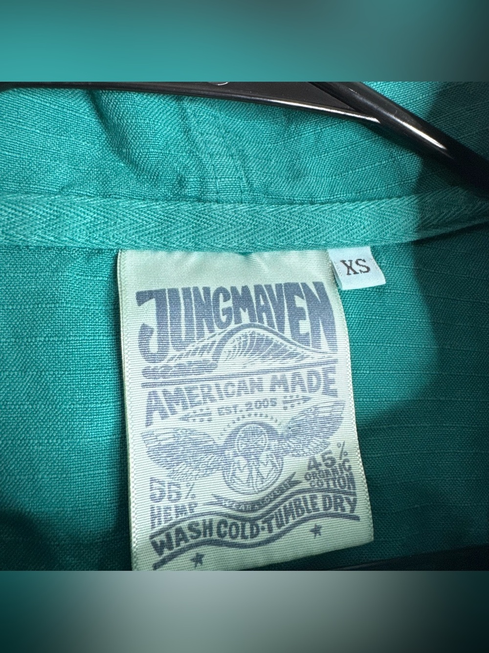 Jungmaven Shoreline Anorak Teal Hooded Jacket Hemp Cotton Unisex Size XS - Picture 3 of 10
